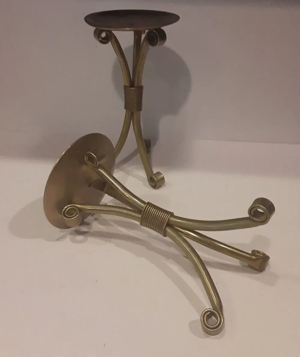 Vintage Scroll Feet Brass Candle Holders X2 Versatile decor